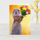 SQUIRREL MET VLOEISTJES BIRTHDAAGSE WENSKAART KAART (Gele Bloem)