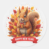 Squirrel New Year Party Sticker (Voorkant)