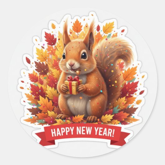 Squirrel New Year Party Sticker (Voorkant)