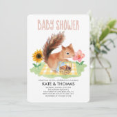 Squirrel Nuts Picnic Waterverf Baby shower Kaart (Staand voorkant)
