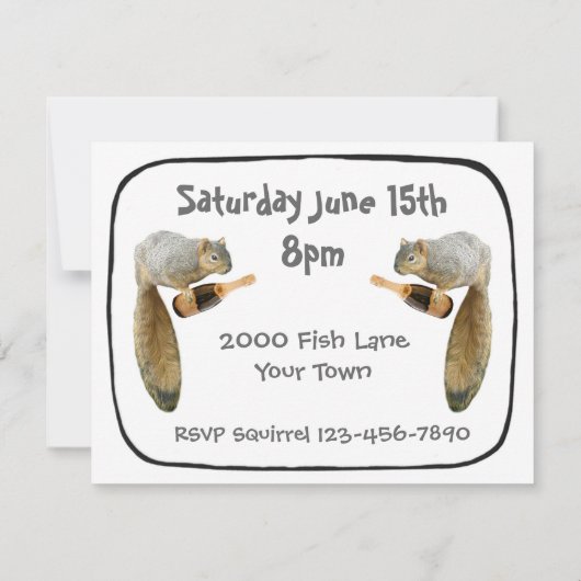 Squirrel Party Invitation Kaart (Achterkant)
