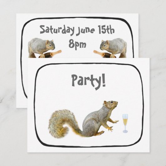 Squirrel Party Invitation Kaart (Voorkant / Achterkant)