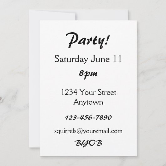 Squirrel Party Invitation Kaart (Achterkant)