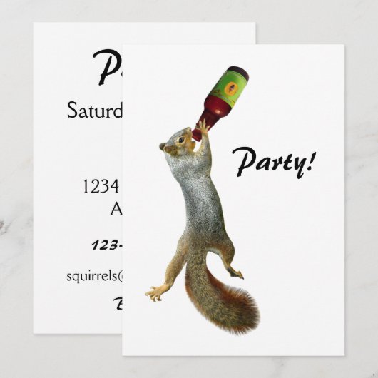 Squirrel Party Invitation Kaart (Voorkant / Achterkant)