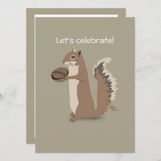 Squirrel Party Invitation Kaart (Voorkant / Achterkant)