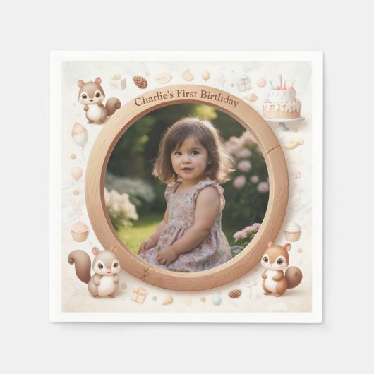 Squirrel Photo Lijst voor verjaardagsfeestjes voor Servet (Voorkant)