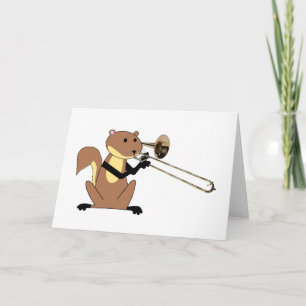 Squirrel Playing the Trombone Kaart
