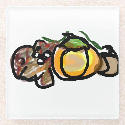 Squirrel pumpkins  glazen onderzetter (Voorkant)