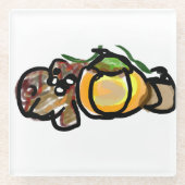 Squirrel pumpkins  glazen onderzetter (Voorkant)