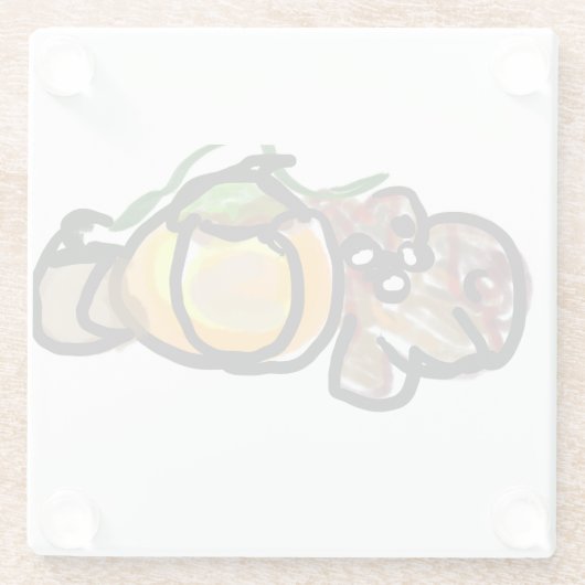 Squirrel pumpkins  glazen onderzetter (Achterkant)