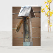 Squirrel Raiding Bird Feeder Kaart (Gele Bloem)