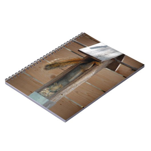 Squirrel Raiding Bird Feeder Notitieboek (Linkerzijde)