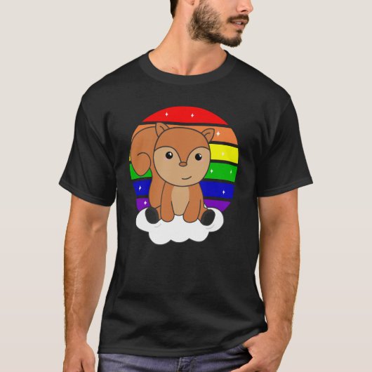 Squirrel Rainbow Glitter Kawaii Croissant T-shirt (Voorkant)