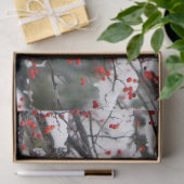 Squirrel Red Berries sneeuwboom Foto Tissuepapier (Geschenk)