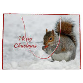 Squirrel Red Berry Sneeuwfoto Kerstmis Groot Cadeauzakje (Achterkant)