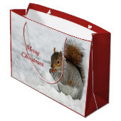 Squirrel Red Berry Sneeuwfoto Kerstmis Groot Cadeauzakje (Achterkant Gekanteld)