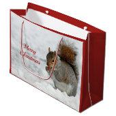 Squirrel Red Berry Sneeuwfoto Kerstmis Groot Cadeauzakje (Voorkant Gekanteld)
