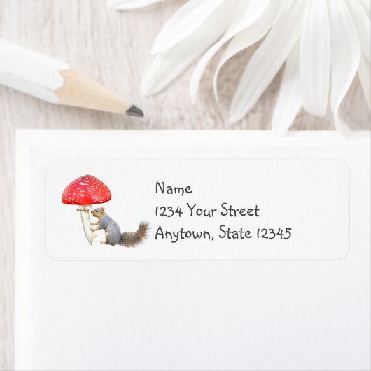 Squirrel Red Mushroom Return Address Labels (Insitu)