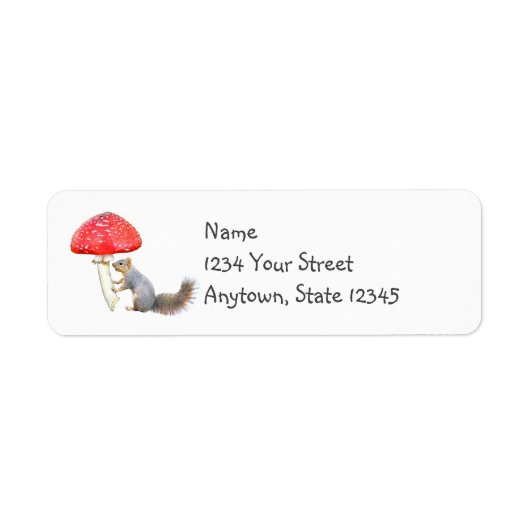Squirrel Red Mushroom Return Address Labels (Voorkant)
