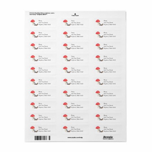 Squirrel Red Mushroom Return Address Labels (Full Sheet)