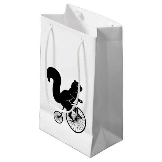 Squirrel Rider op Old Bike Klein Cadeauzakje (Voorkant Gekanteld)