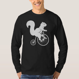 Squirrel Rider White over Penny Farthing Bike T-shirt