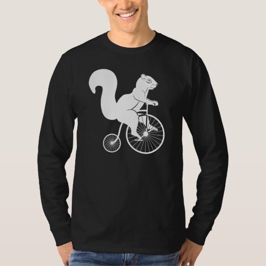Squirrel Rider White over Penny Farthing Bike T-shirt (Voorkant)