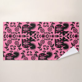 Squirrel Scandinavian Folk Art Badhanddoek