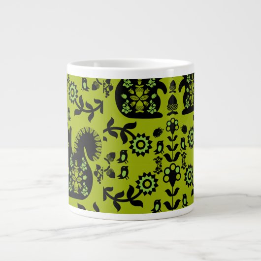 Squirrel Scandinavian Folk Art Grote Koffiekop (Voorkant)