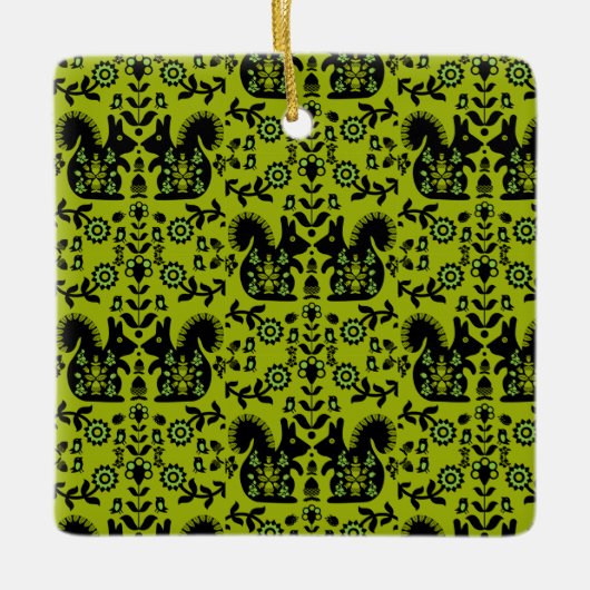 Squirrel Scandinavian Folk Art Keramisch Ornament (Voorkant)