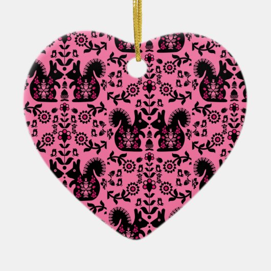 Squirrel Scandinavian Folk Art Keramisch Ornament (Voorkant)