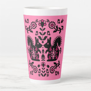 Squirrel Scandinavian Folk Art Latte Mok