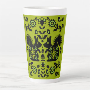 Squirrel Scandinavian Folk Art Latte Mok