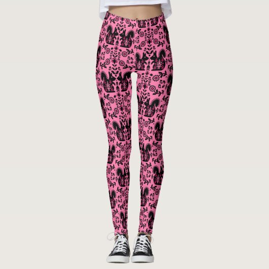 Squirrel Scandinavian Folk Art Leggings (Voorkant)