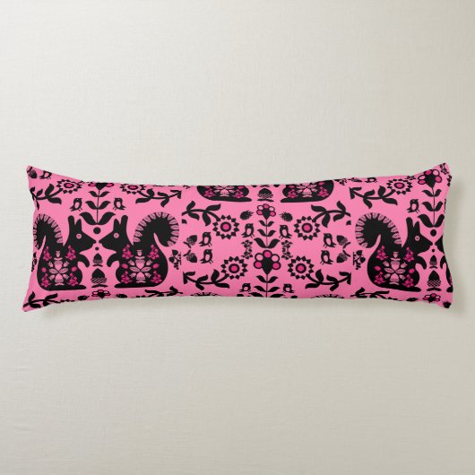 Squirrel Scandinavian Folk Art Lichaamskussen (Voorkant)