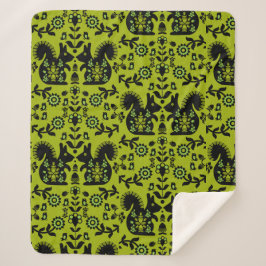 Squirrel Scandinavian Folk Art Sherpa Deken