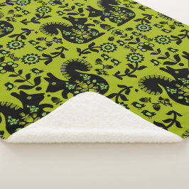 Squirrel Scandinavian Folk Art Sherpa Deken