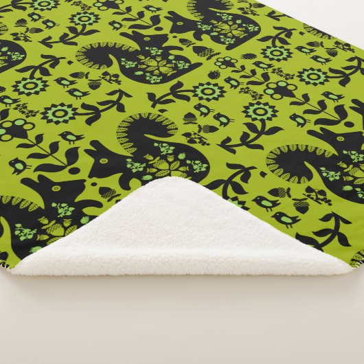 Squirrel Scandinavian Folk Art Sherpa Deken (3/4)