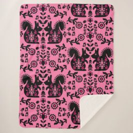 Squirrel Scandinavian Folk Art Sherpa Deken