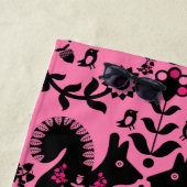 Squirrel Scandinavian Folk Art Strandlaken (In situ)