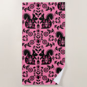 Squirrel Scandinavian Folk Art Strandlaken (Voorkant)