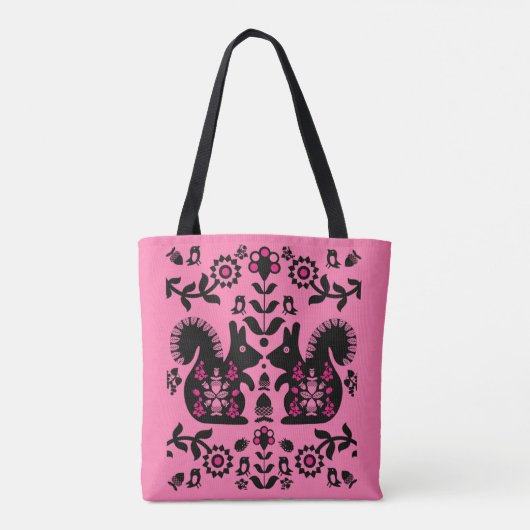 Squirrel Scandinavian Folk Art Tote Bag (Achterkant)
