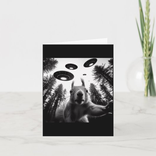 Squirrel Selfie With Alien Ufo Funny For Men Women Kaart (Voorkant)