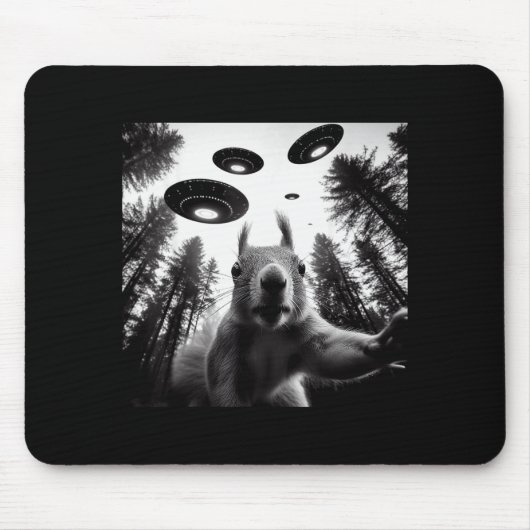 Squirrel Selfie With Alien Ufo Funny For Men Women Muismat (Voorkant)
