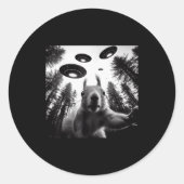 Squirrel Selfie With Alien Ufo Funny For Men Women Ronde Sticker (Voorkant)