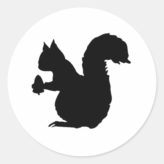 Squirrel Silhouette Ronde Sticker (Voorkant)