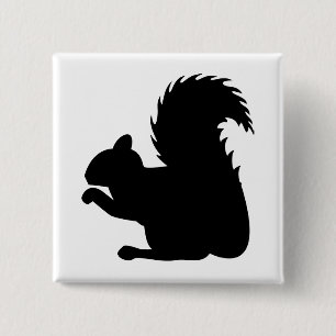 Squirrel Silhouette Vierkante Button 5,1 Cm