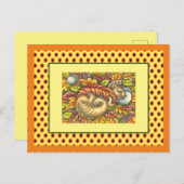 SQUIRREL SLAPING ONDER AUTUMN LEAVES, SEASONAL BRIEFKAART (Voorkant / Achterkant)