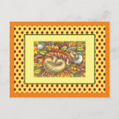 SQUIRREL SLAPING ONDER AUTUMN LEAVES, SEASONAL BRIEFKAART (Voorkant)