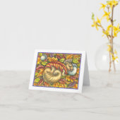 SQUIRREL SLAPING ONDER AUTUMN LEAVES, SEASONAL KAART (Gele Bloem)